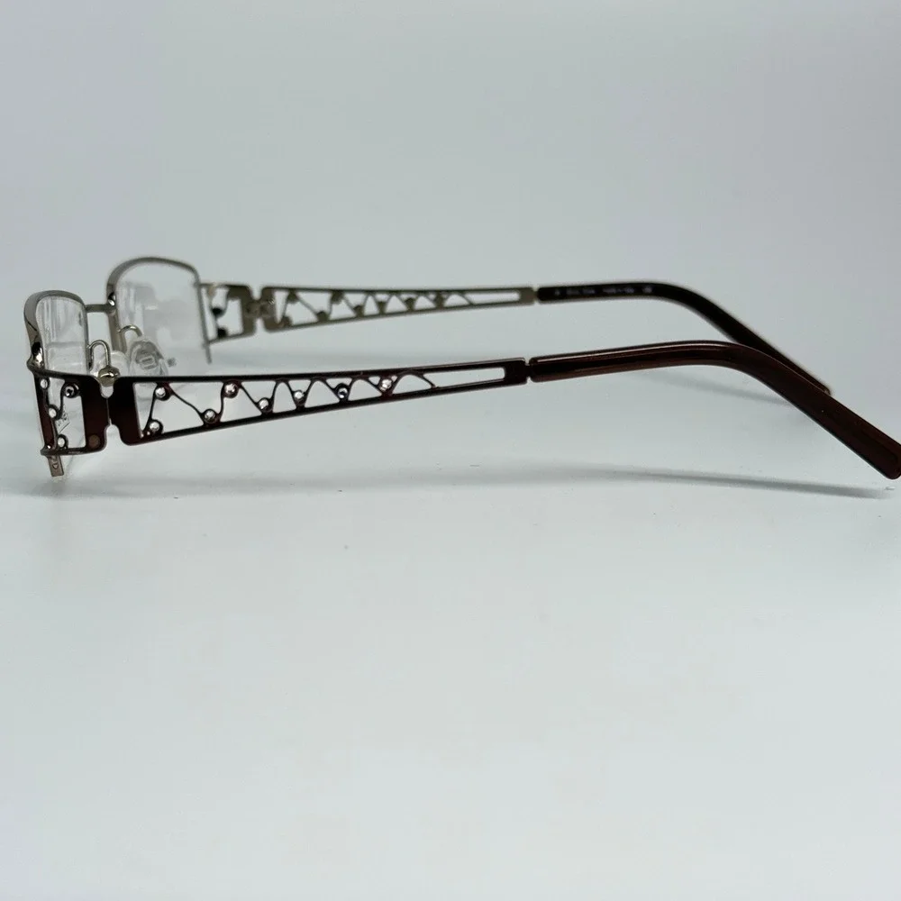 Spicy Eyes SE 530 BR Eyeglasses Frames Brown Silver Swarovski Crystal 48-17